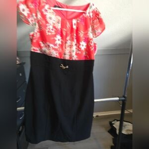 Alexis Red Floral Top and Black Skirt Set
